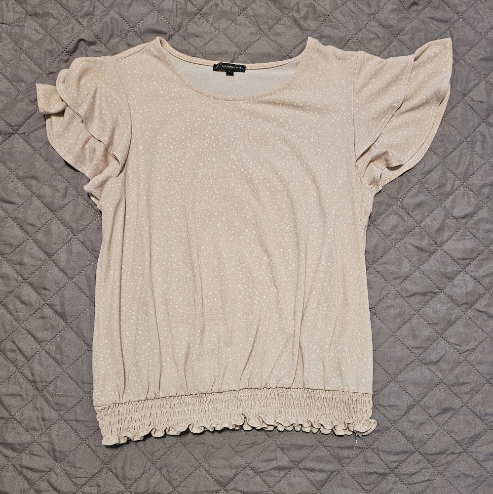 Adrianna Papell Blush Ruffle Sleeve Blouse